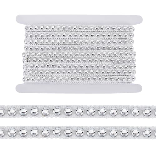 AHANDMAKER 9.1 m Weißes Spitzenband Mit Perlenbesatz 1cm Brautbesatz Kantenbänder Vintage Einfassung Stoff Bestickte Applikation Zum Basteln Nähen Hochzeit von AHANDMAKER