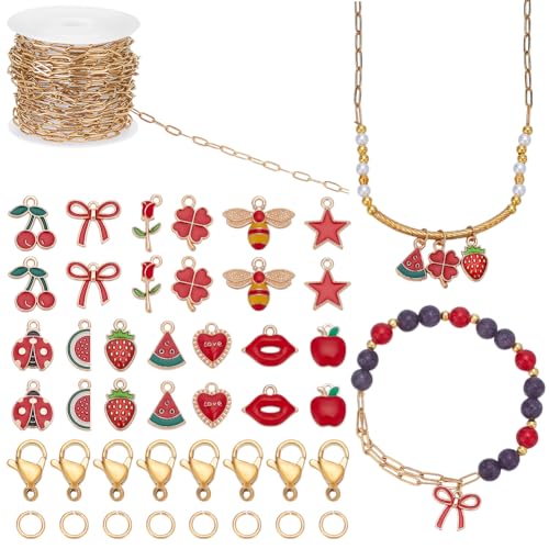 AHANDMAKER 92 Stück Emaille Charm Set Mit Rotem Motiv Roter Metall Emaille Anhänger Zur Schmuckherstellung Verschiedene Anhänger Mit Edelstahlkette Für Halsketten Und Ohrringe AHANDMAKER 92 Stück Emaille Charm Set Mit Rotem Motiv Roter Metall Emaille Anhänger Zur Schmuckherstellung Verschiedene Anhänger Mit Edelstahlkette Für Halsketten Und Ohrringe von AHANDMAKER