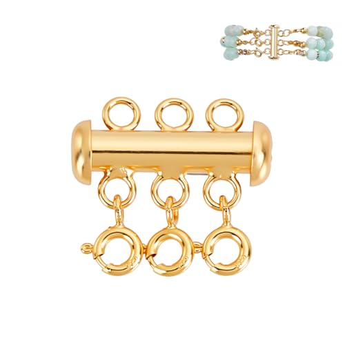 AHANDMAKER 925 Sterling Silber geschichteter Halsketten-Verschluss, 3-strängig, mehrreihig, mehrschichtige Trenn-Perlenkette für Verlängerungs-Halsketten, Armbänder, Sicherheitsschmuck-Verschlüsse AHANDMAKER 925 Sterling Silber geschichteter Halsketten-Verschluss, 3-strängig, mehrreihig, mehrschichtige Trenn-Perlenkette für Verlängerungs-Halsketten, Armbänder, Sicherheitsschmuck-Verschlüsse von AHANDMAKER