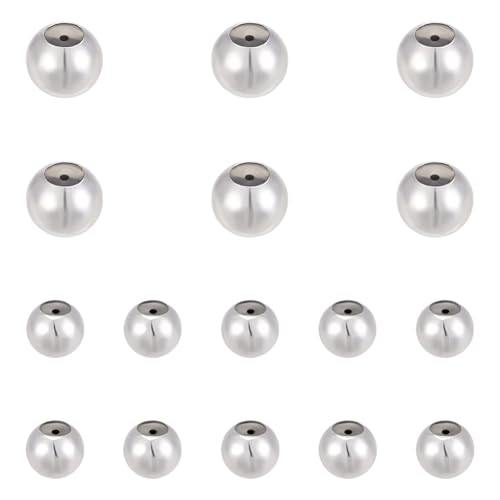AHANDMAKER Abstandshalter-Perlen aus 925er-Sterlingsilber, 4 mm, 3 mm, mit Gummi innen, glatte, kleine runde Kugelperlen, lose Perlen-Funde für DIY-Schmuckherstellung, Ringe, Armbänder, Halsketten von AHANDMAKER