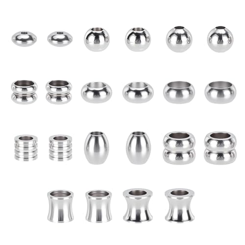 AHANDMAKER Abstandshalter-Perlen mit großem Loch, 22 Stück, europäische Edelstahlperlen, gemischte Formen, Abstandshalter für Halsketten, Armbänder, Ohrringe, Schmuckherstellung, 11 Stile, 22 Stück AHANDMAKER Abstandshalter-Perlen mit großem Loch, 22 Stück, europäische Edelstahlperlen, gemischte Formen, Abstandshalter für Halsketten, Armbänder, Ohrringe, Schmuckherstellung, 11 Stile, 22 Stück von AHANDMAKER