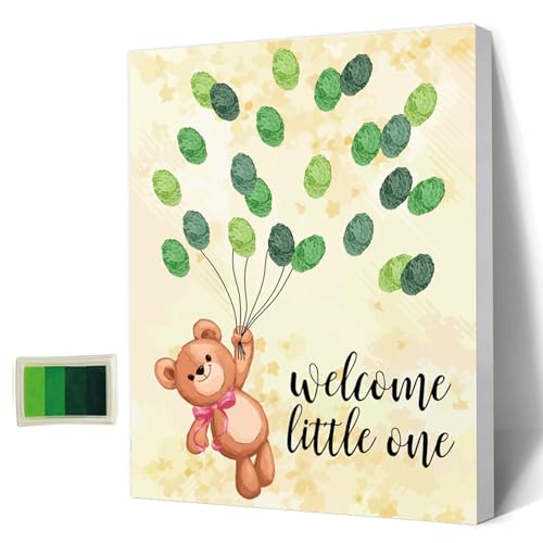 AHANDMAKER Babyparty-Gästebuch, Tiere-Thema, Baby-Geschlecht-Enthüllung, Fingerabdruck-Baum, Personalisiertes Alternatives Gästebuch Mit 4 Stempelkissen Für Geschlecht-Enthüllungsparty, Bär AHANDMAKER Babyparty-Gästebuch, Tiere-Thema, Baby-Geschlecht-Enthüllung, Fingerabdruck-Baum, Personalisiertes Alternatives Gästebuch Mit 4 Stempelkissen Für Geschlecht-Enthüllungsparty, Bär von AHANDMAKER