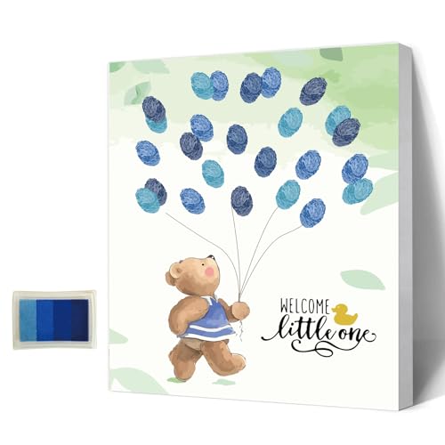 AHANDMAKER Blue Rock Bear Fingerabdrücke Baum, Kreatives DIY Gäste-Signatur-Anmeldebuch, Fingerabdrücke, Gästebuch Mit Holzrahmen Für Hochzeit, Geburtstag, Party, Babyparty, Mit 4 Stempelkissen AHANDMAKER Blue Rock Bear Fingerabdrücke Baum, Kreatives DIY Gäste-Signatur-Anmeldebuch, Fingerabdrücke, Gästebuch Mit Holzrahmen Für Hochzeit, Geburtstag, Party, Babyparty, Mit 4 Stempelkissen von AHANDMAKER