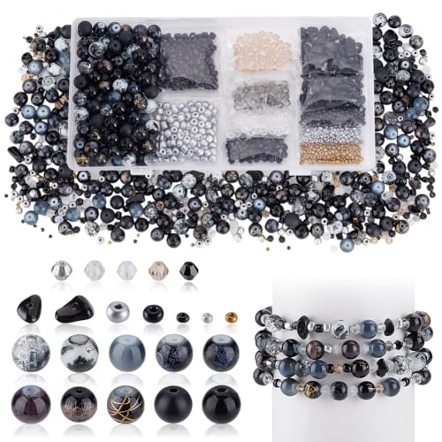 AHANDMAKER Ca. 1200 Armband Bastelset Aus Glasperlen 4~8.5mm 22 verschiedene Farbserien Runde Marmor Lose Perlen Kristall Abstandshalter Für Die DIY Schmuckherstellung AHANDMAKER Ca. 1200 Armband Bastelset Aus Glasperlen 4~8.5mm 22 verschiedene Farbserien Runde Marmor Lose Perlen Kristall Abstandshalter Für Die DIY Schmuckherstellung von AHANDMAKER
