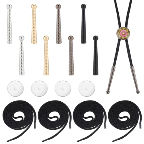 AHANDMAKER Cowboy-Krawatte, Ersatz-Endkappen-Set, Inklusive Nylonschnüren, Legierung Schnurende, Blanko-Bolokrawatten-Set Mit Runden Schiebern Aus Zinklegierung Für Die DIY-Bolokrawattenherstellung AHANDMAKER Cowboy-Krawatte, Ersatz-Endkappen-Set, Inklusive Nylonschnüren, Legierung Schnurende, Blanko-Bolokrawatten-Set Mit Runden Schiebern Aus Zinklegierung Für Die DIY-Bolokrawattenherstellung von AHANDMAKER