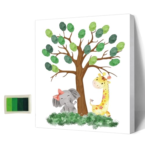 AHANDMAKER Elefant, Giraffe, Fingerabdrücke, Baum, Kreatives DIY Gäste-Signatur-Anmeldebuch, Fingerabdrücke, Gästebuch Mit Holzrahmen Für Hochzeit, Geburtstag, Party, Babyparty, Mit 4 Stempelkissen AHANDMAKER Elefant, Giraffe, Fingerabdrücke, Baum, Kreatives DIY Gäste-Signatur-Anmeldebuch, Fingerabdrücke, Gästebuch Mit Holzrahmen Für Hochzeit, Geburtstag, Party, Babyparty, Mit 4 Stempelkissen von AHANDMAKER