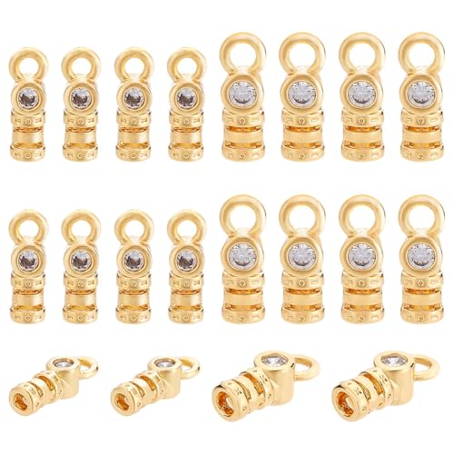 AHANDMAKER Endkappen aus 18 Karat vergoldetem Messing, Pavé-Fassung, klare Zirkonia, 2 Stile, Endkappen für Quetschperlen, Gewindeenden für Quasten, Ohrringe, Armbänder, Schmuck, Bastelarbeiten, 20 von AHANDMAKER