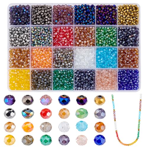 AHANDMAKER Glaskristallperlen, 4800 mm, 4 Stück, 24 Farbe Facettierte Glasperlen, ab-Farbe, Doppelkegel-Kristallperlen, Lose Perlen Für Armbänder, Halsketten, Ohrringe, DIY-Basteln AHANDMAKER Glaskristallperlen, 4800 mm, 4 Stück, 24 Farbe Facettierte Glasperlen, ab-Farbe, Doppelkegel-Kristallperlen, Lose Perlen Für Armbänder, Halsketten, Ohrringe, DIY-Basteln von AHANDMAKER