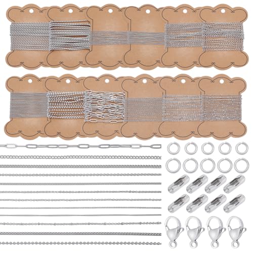 AHANDMAKER Halskettenketten Zur Schmuckherstellung (30) cm 98.42 Stile Edelstahl Schmuckketten Für DIY Armbänder Basteln Mit Biegeringen/Karabinerverschlüssen/Verbindungsstücken von AHANDMAKER