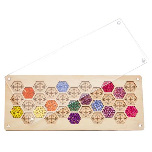 AHANDMAKER Holzperlenbretter, Perlentabletts, Schmuck-Design-Matten mit Acryl-Deckel, zur Aufbewahrung von Perlen mit Muster, Schmuck-Vitrinen für Armbandherstellung, Perlenstickerei und von AHANDMAKER