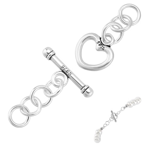 AHANDMAKER Knebelverschlüsse aus 925er Sterlingsilber, 9,5 x 8,5 mm, Herz-Knebelverschlüsse, Schmuckverschluss, T-Verschluss, Endverschlüsse, Verbindungsstücke für Halsketten, Armbänder AHANDMAKER Knebelverschlüsse aus 925er Sterlingsilber, 9,5 x 8,5 mm, Herz-Knebelverschlüsse, Schmuckverschluss, T-Verschluss, Endverschlüsse, Verbindungsstücke für Halsketten, Armbänder von AHANDMAKER