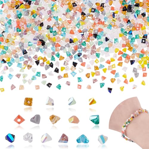 AHANDMAKER Kristallglasperlen für Schmuckherstellung, dreieckige bunte Abstandshalter, AB-farbig, lose Perlen für Armbänder, Halsketten, Ohrringe, Bastelarbeiten, 900 Stück AHANDMAKER Kristallglasperlen für Schmuckherstellung, dreieckige bunte Abstandshalter, AB-farbig, lose Perlen für Armbänder, Halsketten, Ohrringe, Bastelarbeiten, 900 Stück von AHANDMAKER