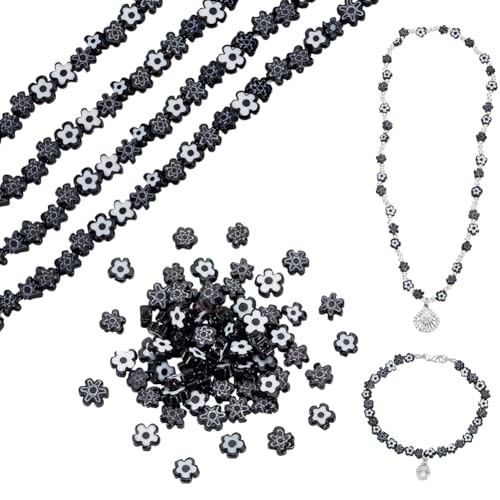 AHANDMAKER Millefiori Glasperlen, schwarz, 4 ~ 7,2 mm, Pflaumenblütenperlen, handgefertigt, flache Blume, lose Abstandshalter, Perlen für Bastelarbeiten, Halsketten, Armbänder, Ohrringe AHANDMAKER Millefiori Glasperlen, schwarz, 4 ~ 7,2 mm, Pflaumenblütenperlen, handgefertigt, flache Blume, lose Abstandshalter, Perlen für Bastelarbeiten, Halsketten, Armbänder, Ohrringe von AHANDMAKER