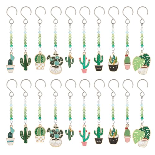 AHANDMAKER Mini-Ornamente für kleine Bäume, 10 Stile, Kaktus-/Topfform, hängende Anhänger mit Glasperlen, Baumschmuck für Hochzeit, Party, Weihnachten, 20 Stück von AHANDMAKER