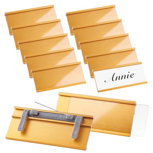 AHANDMAKER Namensschilder aus Aluminium mit Kartenschlitz und Anstecknadel, leere Namensschilder, wiederverwendbare Ausweishalter, individuelle Personal-Etiketten, Büroangestellte, Studenten von AHANDMAKER