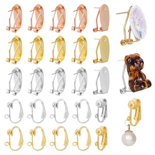 AHANDMAKER Ohrclips aus Messing, goldfarben, silberfarben, mit Schlaufen, flache Rückseite, Fingernagel-Ohrringpfosten für DIY-Schmuckherstellung, Ohrringe, handgefertigtes Zubehör, 30 Stück AHANDMAKER Ohrclips aus Messing, goldfarben, silberfarben, mit Schlaufen, flache Rückseite, Fingernagel-Ohrringpfosten für DIY-Schmuckherstellung, Ohrringe, handgefertigtes Zubehör, 30 Stück von AHANDMAKER