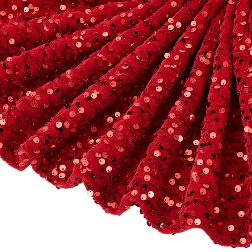 AHANDMAKER Paillettenstoff, Meterware, 2 Yard, Stretch-Pailletten-Polyesterstoff, Wendbarer Glitzerstoff Zum Nähen von Kleidung, Kleidern, Kleidern, Dunkelrot von AHANDMAKER