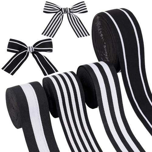 AHANDMAKER Ripsband, Gestreift, 20 Yard, 40 mm Breites Polyesterband Mit Draht, Stoffband In 4 Stil Zum Verpacken von Geschenken, Basteln, Für Hochzeitsfeiern – Schwarz Und Weiß AHANDMAKER Ripsband, Gestreift, 20 Yard, 40 mm Breites Polyesterband Mit Draht, Stoffband In 4 Stil Zum Verpacken von Geschenken, Basteln, Für Hochzeitsfeiern – Schwarz Und Weiß von AHANDMAKER