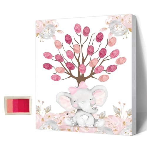 AHANDMAKER Rosa Bogen-Elefant-Fingerabdrücke-Baum, Kreatives DIY Gäste-Signatur-Anmeldebuch, Fingerabdrücke, Gästebuch Mit Holzrahmen Für Hochzeit, Geburtstag, Party, Babyparty, Mit 4 Stempelkissen AHANDMAKER Rosa Bogen-Elefant-Fingerabdrücke-Baum, Kreatives DIY Gäste-Signatur-Anmeldebuch, Fingerabdrücke, Gästebuch Mit Holzrahmen Für Hochzeit, Geburtstag, Party, Babyparty, Mit 4 Stempelkissen von AHANDMAKER
