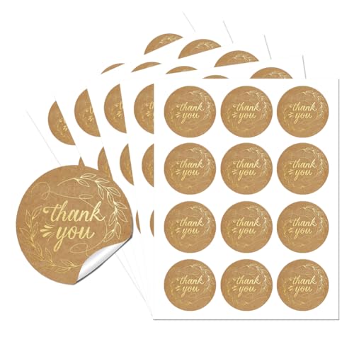 AHANDMAKER Runde Dankeschön Aufkleber 1.97 Zoll Selbstklebende Party Kreisaufkleber Aus Kunststoff Mit Goldenen Blättern 60 goldene Aufkleber Für Partygeschenke. Umschlagsiegel Und Goodie Bags AHANDMAKER Runde Dankeschön Aufkleber 1.97 Zoll Selbstklebende Party Kreisaufkleber Aus Kunststoff Mit Goldenen Blättern 60 goldene Aufkleber Für Partygeschenke. Umschlagsiegel Und Goodie Bags von AHANDMAKER