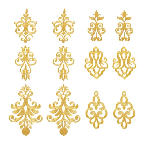 AHANDMAKER Stickerei-Applikation Mit Goldener Blume, 12 Stück, 6 Stile Polyester Goldene Stickerei Spitzenapplikation, Goldener Aufnäher Im Ethnischen Stil Mit Blätterkranz-Aufnäher Zum Selbernähen AHANDMAKER Stickerei-Applikation Mit Goldener Blume, 12 Stück, 6 Stile Polyester Goldene Stickerei Spitzenapplikation, Goldener Aufnäher Im Ethnischen Stil Mit Blätterkranz-Aufnäher Zum Selbernähen von AHANDMAKER