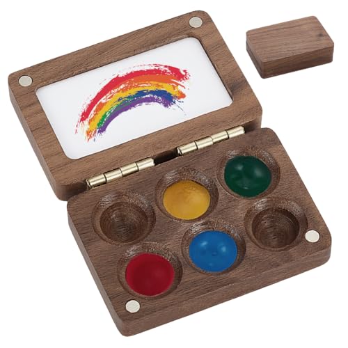 AHANDMAKER Tragbare Aquarellpalette Mit 6 Fach Farbkasten Mit Holzgitter Reise Aquarellkasten Farbsparer Mit Deckel Und Mischtablett Für Aquarellmalerei AHANDMAKER Tragbare Aquarellpalette Mit 6 Fach Farbkasten Mit Holzgitter Reise Aquarellkasten Farbsparer Mit Deckel Und Mischtablett Für Aquarellmalerei von AHANDMAKER