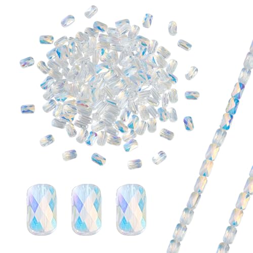 AHANDMAKER Transparente galvanisierte Glasperlen, AB-Farbe, facettierte, rechteckige Abstandshalter, klare Kristalle, lose Abstandshalter, Anhänger für Bastelarbeiten, Armbänder, Ohrringe von AHANDMAKER
