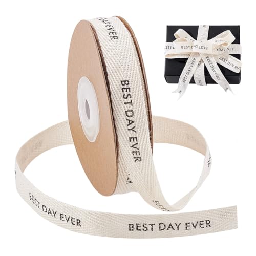 AHANDMAKER Twillbandband 5/8 Zoll X 10 Yard Fischgrätenband Mit Dem Aufdruck „Best Day Ever“ Gestreiftes Geschenkband Zum Basteln AHANDMAKER Twillbandband 5/8 Zoll X 10 Yard Fischgrätenband Mit Dem Aufdruck „Best Day Ever“ Gestreiftes Geschenkband Zum Basteln von AHANDMAKER