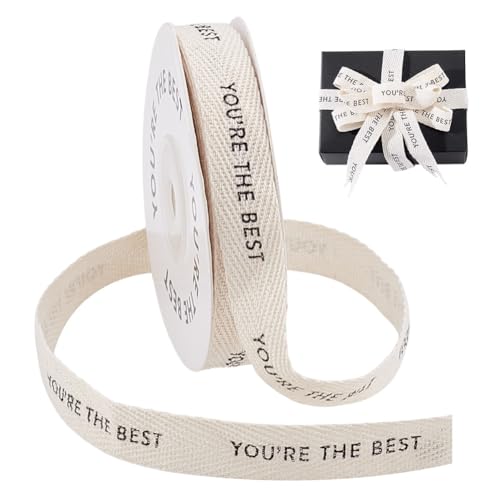 AHANDMAKER Twillbandband 5/8 Zoll X 10 Yard Fischgrätenband Mit Dem Aufdruck „You'Re The Best“ Gestreiftes Geschenkband Zum Basteln von AHANDMAKER