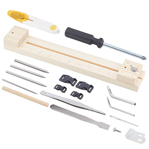 AHANDMAKER Verstellbarer Jig Bracelet Maker Holzrahmen, Armband Hersteller Fallschirmschnur Weben Flechten DIY Crafting Tool Kit, Flechten Weben Handwerkzeug, Holzsockel von AHANDMAKER