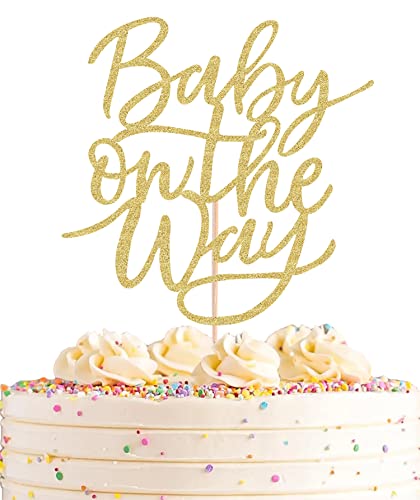 AHAORAY Baby On The Way Kuchendekoration – Gold Glitzer Babyparty / Geschlechtsoffenbarung Party / Geburtstag Party Kuchen Dekoration Zubehör für Fotoautomaten Requisiten AHAORAY Baby On The Way Kuchendekoration – Gold Glitzer Babyparty / Geschlechtsoffenbarung Party / Geburtstag Party Kuchen Dekoration Zubehör für Fotoautomaten Requisiten von AHAORAY