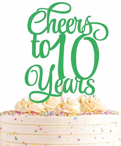 AHAORAY Tortenaufsatz "Cheers to 10 Years" – Grüner Glitzer für Kinder zum 10. Geburtstag Kuchendekorationszubehör – Gesegnete 10 Jahre Hochzeit, Jahrestag, Party-Dekorationen, Foto-Requisiten AHAORAY Tortenaufsatz "Cheers to 10 Years" – Grüner Glitzer für Kinder zum 10. Geburtstag Kuchendekorationszubehör – Gesegnete 10 Jahre Hochzeit, Jahrestag, Party-Dekorationen, Foto-Requisiten von AHAORAY
