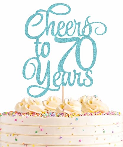 AHAORAY Tortenaufsatz "Cheers to 70 Years" – Himmelblauer Glitzer, Kuchendekoration zum 70. Geburtstag, perfekt für 70. Jahrestag oder 70. Geburtstag, Foto-Requisiten AHAORAY Tortenaufsatz "Cheers to 70 Years" – Himmelblauer Glitzer, Kuchendekoration zum 70. Geburtstag, perfekt für 70. Jahrestag oder 70. Geburtstag, Foto-Requisiten von AHAORAY
