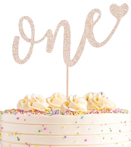 AHAORAY Tortenaufsatz für den ersten Geburtstag – Roségold Glitzer Love One Birthday Kuchendekorationszubehör, perfekt für Babyparty/Geschlechtsoffenbarungsparty/Baby-Party, Foto-Requisiten AHAORAY Tortenaufsatz für den ersten Geburtstag – Roségold Glitzer Love One Birthday Kuchendekorationszubehör, perfekt für Babyparty/Geschlechtsoffenbarungsparty/Baby-Party, Foto-Requisiten von AHAORAY