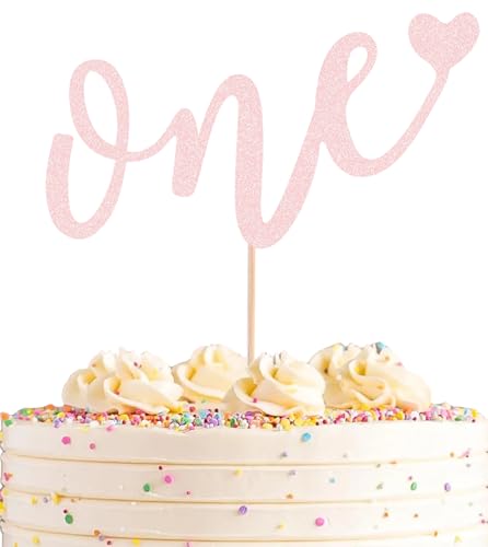 AHAORAY Tortenaufsatz für den ersten Geburtstag – hellrosa Glitzer, "Love One Birthday", Kuchendekorationszubehör, perfekt für Babyparty/Geschlechtsoffenbarungsparty/Baby-Party, Foto-Requisiten AHAORAY Tortenaufsatz für den ersten Geburtstag – hellrosa Glitzer, "Love One Birthday", Kuchendekorationszubehör, perfekt für Babyparty/Geschlechtsoffenbarungsparty/Baby-Party, Foto-Requisiten von AHAORAY
