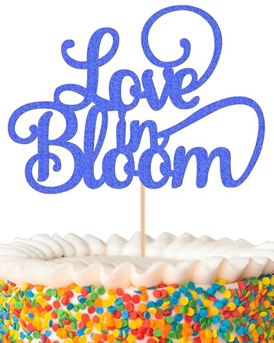 Tortenaufsatz "Love in Bloom", glitzernd, dunkelblau, Brautparty, Kuchendekoration, Hochzeits- und Verlobungs-Kuchenaufsatz (dunkelblau) von AHAORAY