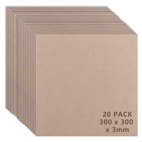 AHAQU MDF-Holzbretter, 3 mm dick, für Bastelarbeiten, Projektplatten, 30 x 30 cm, quadratische MDF-Blanko-Blätter für Malerei, Modellieren, Gravieren, Laubsägearbeiten, Kunst, 20 Stück AHAQU MDF-Holzbretter, 3 mm dick, für Bastelarbeiten, Projektplatten, 30 x 30 cm, quadratische MDF-Blanko-Blätter für Malerei, Modellieren, Gravieren, Laubsägearbeiten, Kunst, 20 Stück von AHAQU