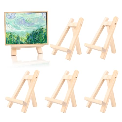 AHAQU Mini-Staffelei, 15 x 20 cm, Holz-Tischstaffelei, Ständer, Künstler-Dreieck-Staffelei, kleine Desktop-Display-Staffelei für Fotos, Malen, Zeichnen, Kalender, Hochzeiten, Basteln, 6 Stück von AHAQU