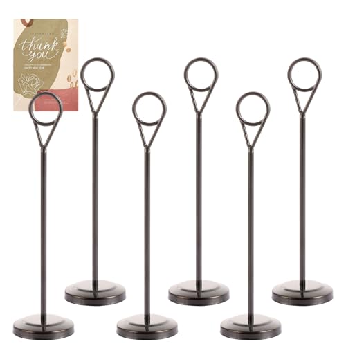 AHAQU Tischnummernhalter, rutschfest, für Memo, Namenskarte, Foto, hohe Tischnummernständer für Hochzeit, Restaurant, Party, Schwarz, 6 Stück von AHAQU