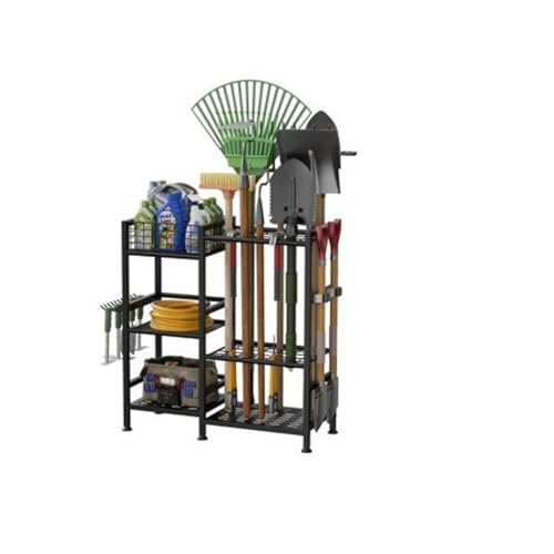 AHDFY Gartengeräte Aufbewahrung Ständer, Gartengeräte Aufbewahrungsregal Gartengerätehalter, Metall Gartengerätehalter für Besen Mop Rechen Schaufel,Black Tool Rack AHDFY Gartengeräte Aufbewahrung Ständer, Gartengeräte Aufbewahrungsregal Gartengerätehalter, Metall Gartengerätehalter für Besen Mop Rechen Schaufel,Black Tool Rack von AHDFY