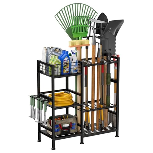 AHDFY Mehrzweck-Gartengeräteaufbewahrungsregal, Gartenwerkzeug Organizer, Reinigungswerkzeug Gartenwerkzeug-Organizer für Garage, Gärten, Hof, Schuppen,Black Tool Rack AHDFY Mehrzweck-Gartengeräteaufbewahrungsregal, Gartenwerkzeug Organizer, Reinigungswerkzeug Gartenwerkzeug-Organizer für Garage, Gärten, Hof, Schuppen,Black Tool Rack von AHDFY