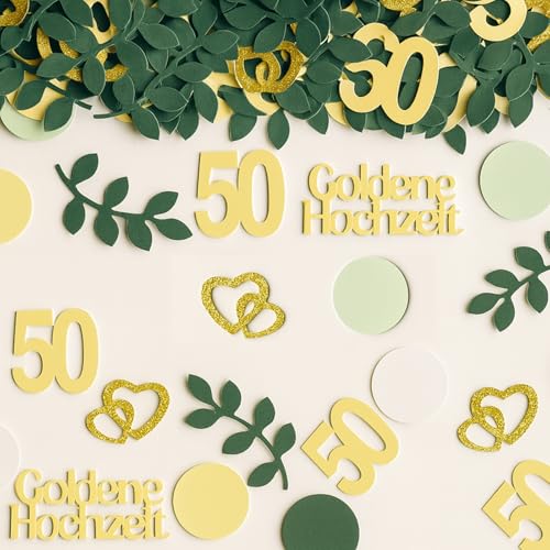 200 Stück Herzen Deko Goldene Hochzeit 50 Jahre, GoldRock Glitzer Goldene Hochzeit Deko Konfetti Groß Glitzer Konfetti mit 50, Hochzeitsdeko Tisch Grün Gold, Jubiläum & Hochzeitstag 200 Stück Herzen Deko Goldene Hochzeit 50 Jahre, GoldRock Glitzer Goldene Hochzeit Deko Konfetti Groß Glitzer Konfetti mit 50, Hochzeitsdeko Tisch Grün Gold, Jubiläum & Hochzeitstag von AHEJIOO