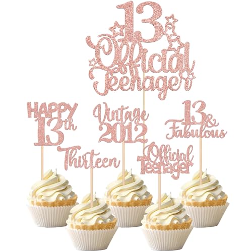 21 Stück Glitzer 13. Geburtstag Cupcake Topper, 13th Birthday Cupcake Toppers Rose 13 Happy Birthday Kuchen Deko, 13 Geburtstag Zubehör Party Dekoration Kuchendekoration Mädchen Jungen(Rose Gold) 21 Stück Glitzer 13. Geburtstag Cupcake Topper, 13th Birthday Cupcake Toppers Rose 13 Happy Birthday Kuchen Deko, 13 Geburtstag Zubehör Party Dekoration Kuchendekoration Mädchen Jungen(Rose Gold) von AHEJIOO
