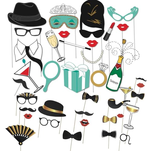40 Stück Fotobox Accessoires Hochzeit, Party Photo Booth Props, Fotobox Accessoires für Geburtstag, Abschlussball, Neujahr und Hochzeit, Lustige Fotorequisiten Mischung für Jede Feier 40 Stück Fotobox Accessoires Hochzeit, Party Photo Booth Props, Fotobox Accessoires für Geburtstag, Abschlussball, Neujahr und Hochzeit, Lustige Fotorequisiten Mischung für Jede Feier von AHEJIOO
