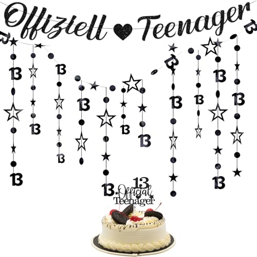 Deko 13. Geburtstag Junge Mädchen, Offizielle Teenager Geburtstagsdeko Set, Deko 13. Geburtstag Teenager, Inklusive Banner, Girlande Und Tortenaufsteller, Ideal Für Geburtstagspartys Und Feiern Deko 13. Geburtstag Junge Mädchen, Offizielle Teenager Geburtstagsdeko Set, Deko 13. Geburtstag Teenager, Inklusive Banner, Girlande Und Tortenaufsteller, Ideal Für Geburtstagspartys Und Feiern von AHEJIOO
