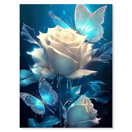 AHEJIOO Diamond Painting Set für Erwachsene-Blume Diamond Painting Kits, DIY Diamant Painting Bilder, 30x40cm/weiße Rose AHEJIOO Diamond Painting Set für Erwachsene-Blume Diamond Painting Kits, DIY Diamant Painting Bilder, 30x40cm/weiße Rose von AHEJIOO