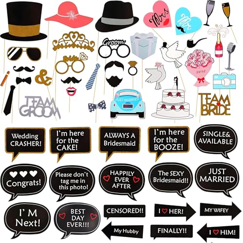 52 Stück Foto Accessoires, Fotobox Accessoires, Perfekt Für Hochzeiten, Junggesellenabschiede Und Geburtstagsfeiern, Fotobox Accessoires Hochzeit, Foto Requisiten Hochzeit 52 Stück Foto Accessoires, Fotobox Accessoires, Perfekt Für Hochzeiten, Junggesellenabschiede Und Geburtstagsfeiern, Fotobox Accessoires Hochzeit, Foto Requisiten Hochzeit von AHEJIOO