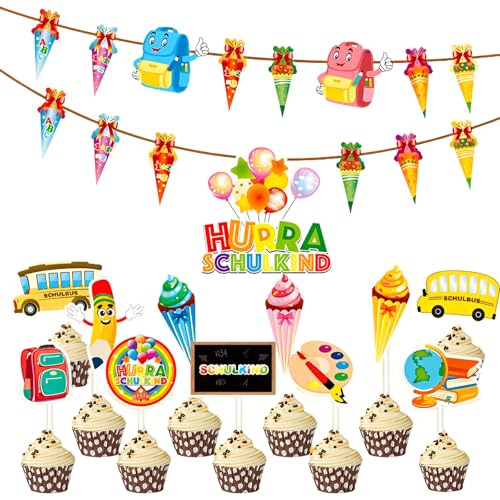 Einschulung Deko,Schulkind Girlande Banner Bunt,Schulanfang Deko Banner Mädchen Jungen,Schulstart Dekoration Banner, Deko Einschulung Für Kuchen, Motivierende Banner Und Flaggen Für Schulstart Einschulung Deko,Schulkind Girlande Banner Bunt,Schulanfang Deko Banner Mädchen Jungen,Schulstart Dekoration Banner, Deko Einschulung Für Kuchen, Motivierende Banner Und Flaggen Für Schulstart von AHEJIOO