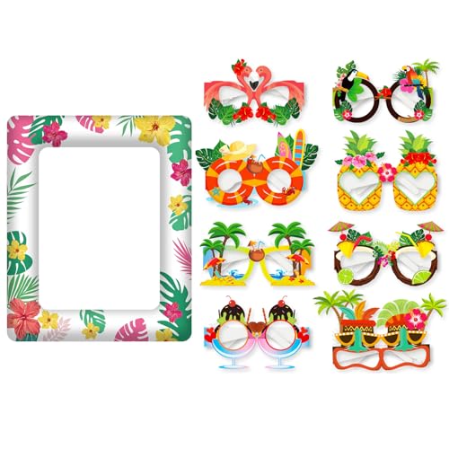 Sommerfest Fotorequisiten 8 Stück Inklusive Fotrahmen Lustige Party Brillen Foto Booth Props Requisiten Maskerade Masken Kostüm Dekoration Für Kinder Erwachsene Karneval Fasching von AHEJIOO