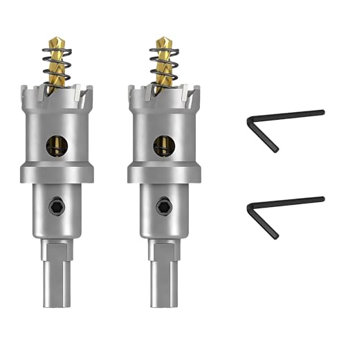 2 Stück 2,5 cm TCT-Lochsägen-Set für Hartmetall, robustes Wolframkarbidbestücktes Lochschneidewerkzeug mit federbelastetem Führungsbohrer, für Metalle, Edelstahl, Eisen, Kunststoffe, Holz 2 Stück 2,5 cm TCT-Lochsägen-Set für Hartmetall, robustes Wolframkarbidbestücktes Lochschneidewerkzeug mit federbelastetem Führungsbohrer, für Metalle, Edelstahl, Eisen, Kunststoffe, Holz von AHHKZT